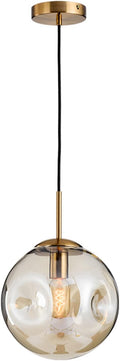 Gold Amber Glass Globe Pendant Lamp