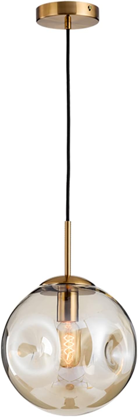 Gold Amber Glass Globe Pendant Lamp