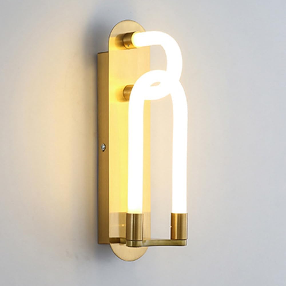 Gold Curved Tube Wall Lamp Bedroom Bathroom Lighting