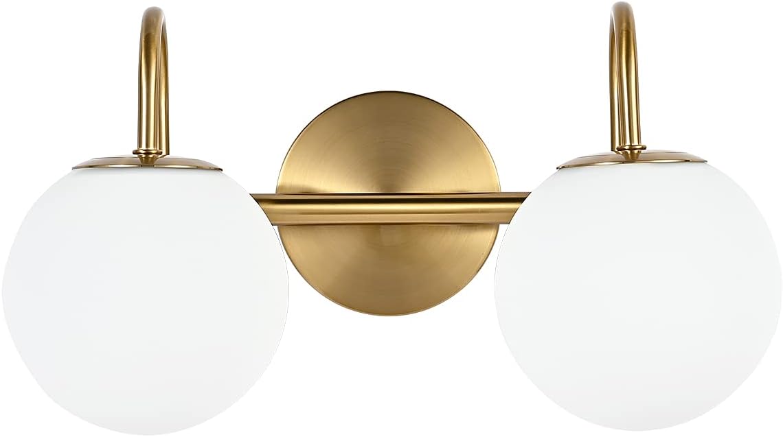 Brass Globe Glass Bathroom Vanity Wall Lamp