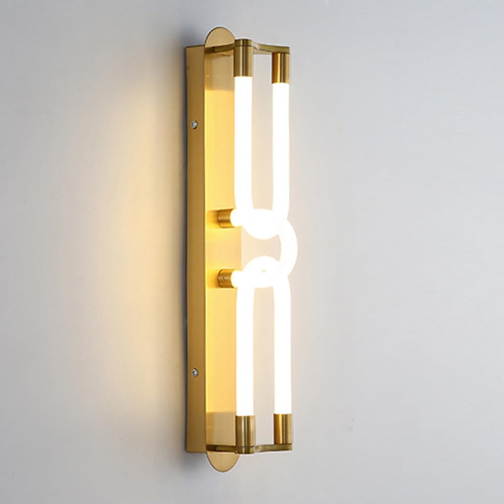 Gold Curved Tube Wall Lamp Bedroom Bathroom Lighting