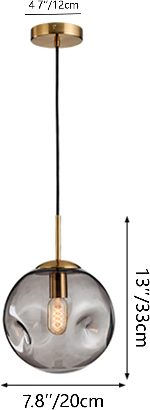 Gold Amber Glass Globe Pendant Lamp