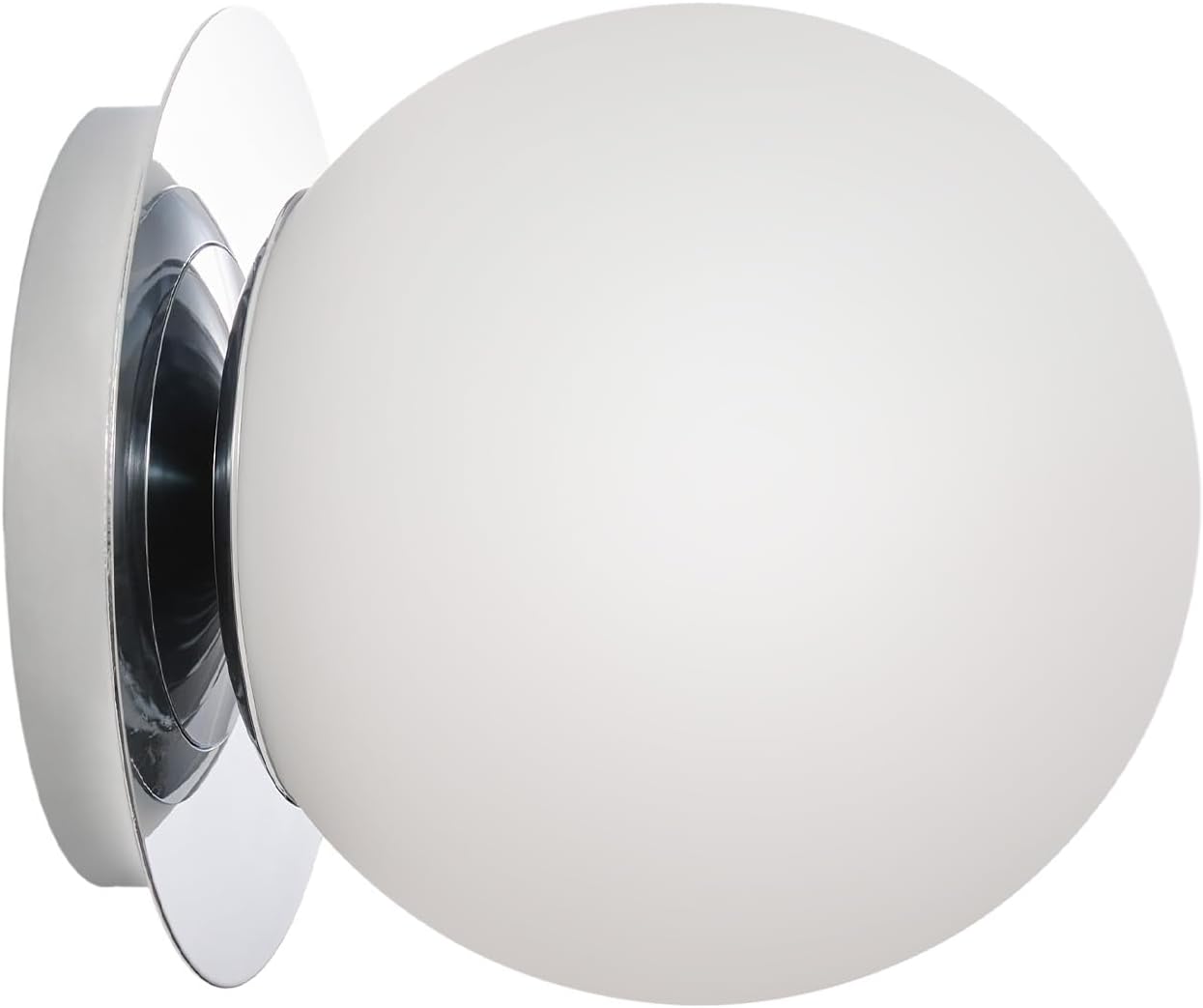 Chrome Milk Glass Bathroom Globe Wall Sconce