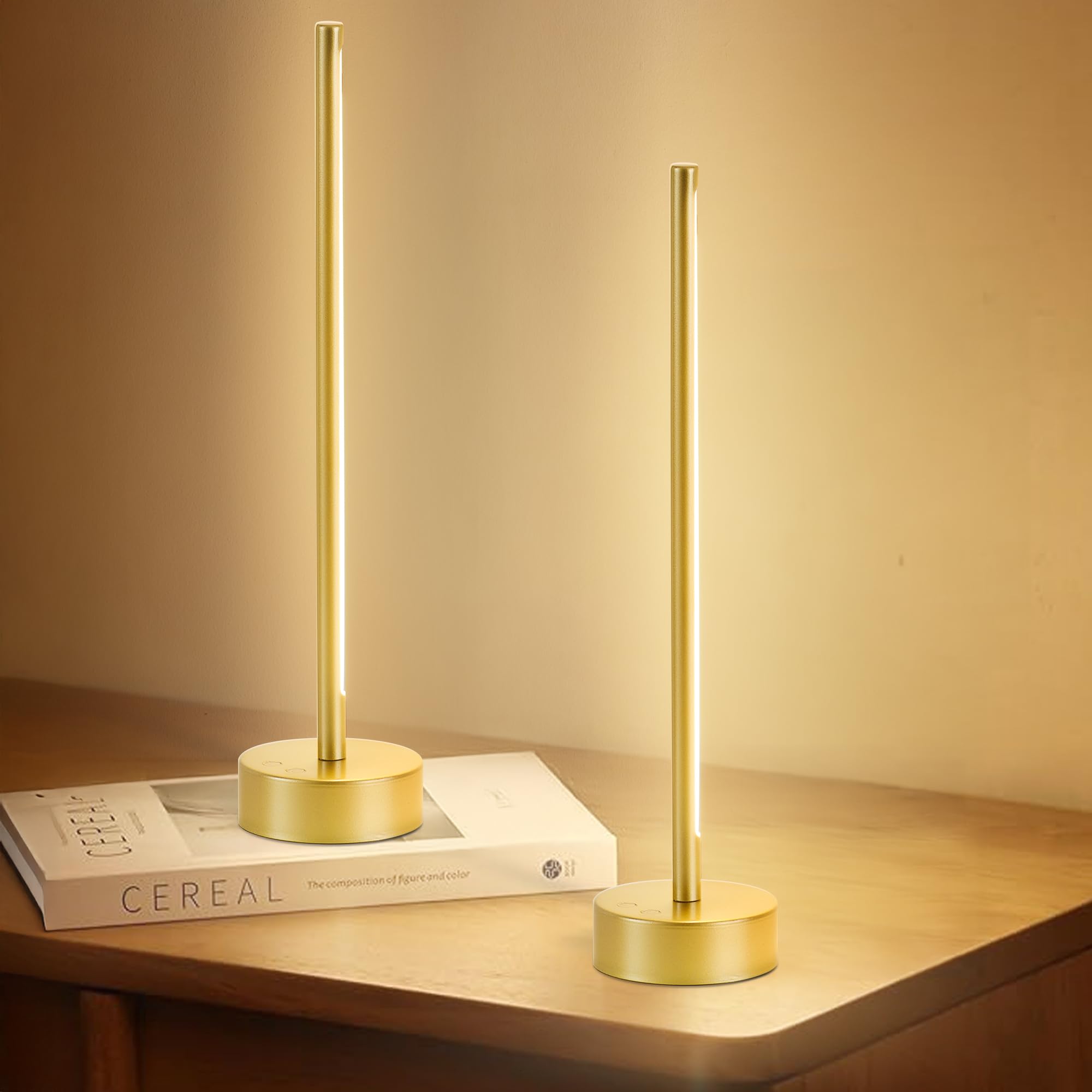 Gold Rechargeable Cordless Bedside Table Lamps