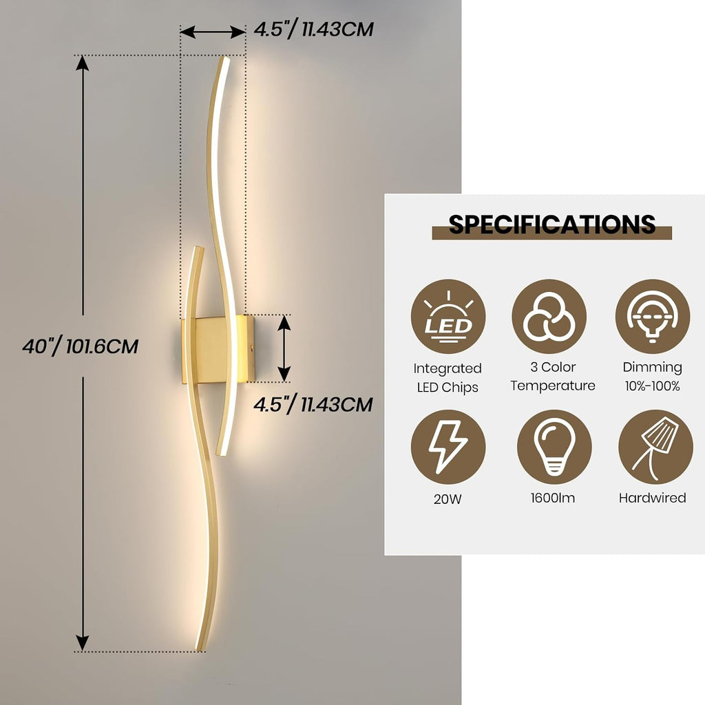 Gold Dimmable LED Wall Sconce Bedroom Home Lighting