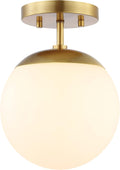 Brass Frosted Glass Globe Ceiling Lamp