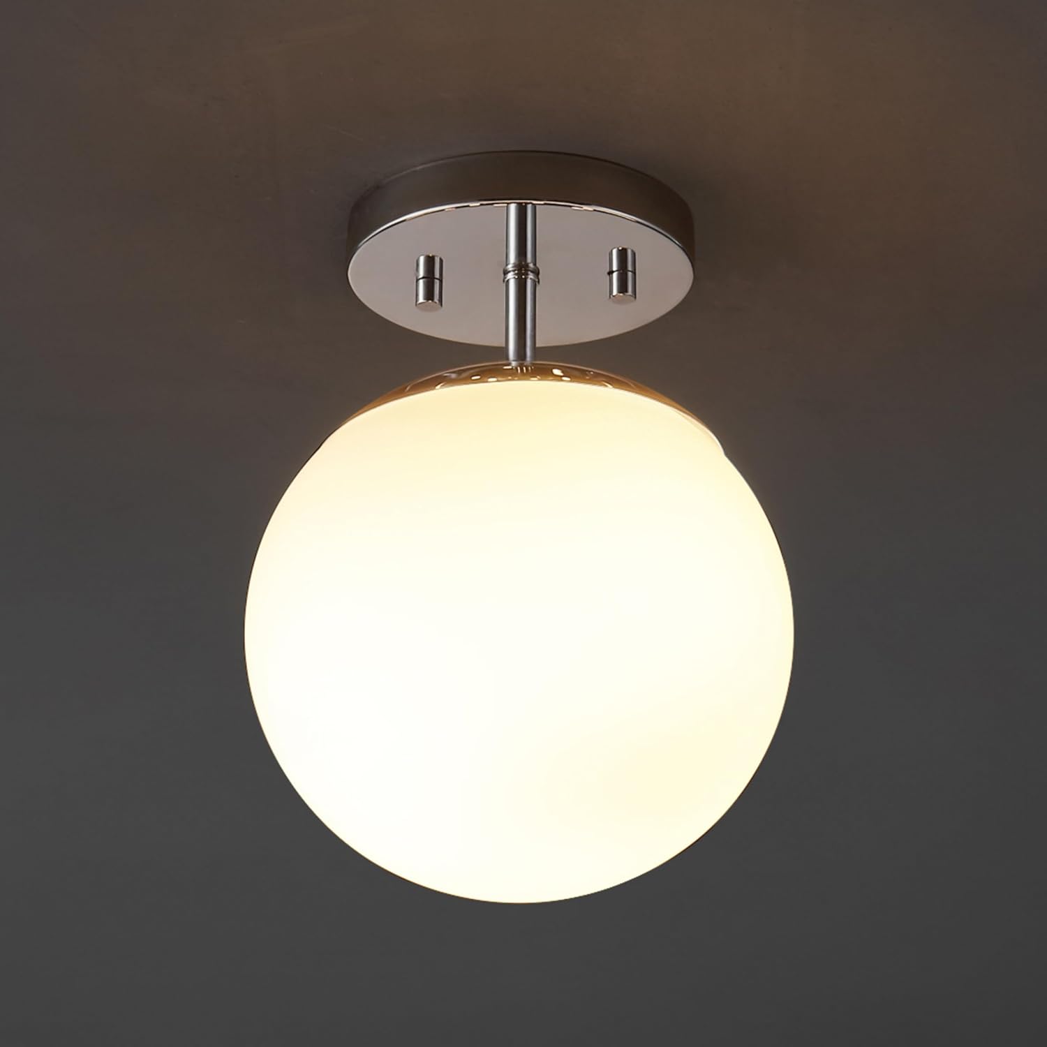 Chrome Frosted Glass Globe Ceiling Lamp