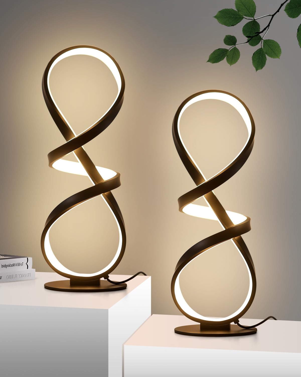 Black Spiral Touch Dimmable Bedside Lamps