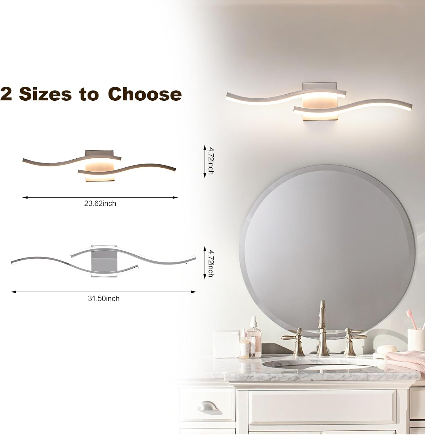 Nickel Dimmable LED Bathroom Mirror Vanity Lamp