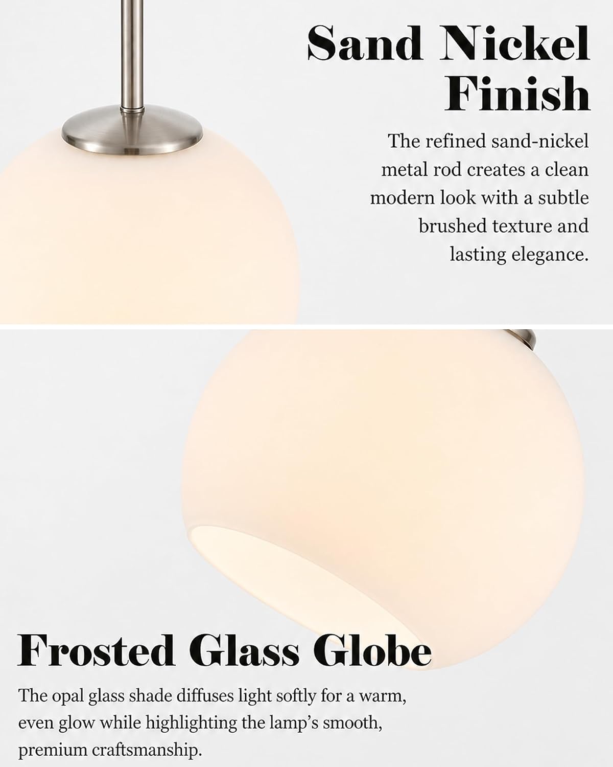 Nickel Milk Glass Kitchen Island Pendant Lamp