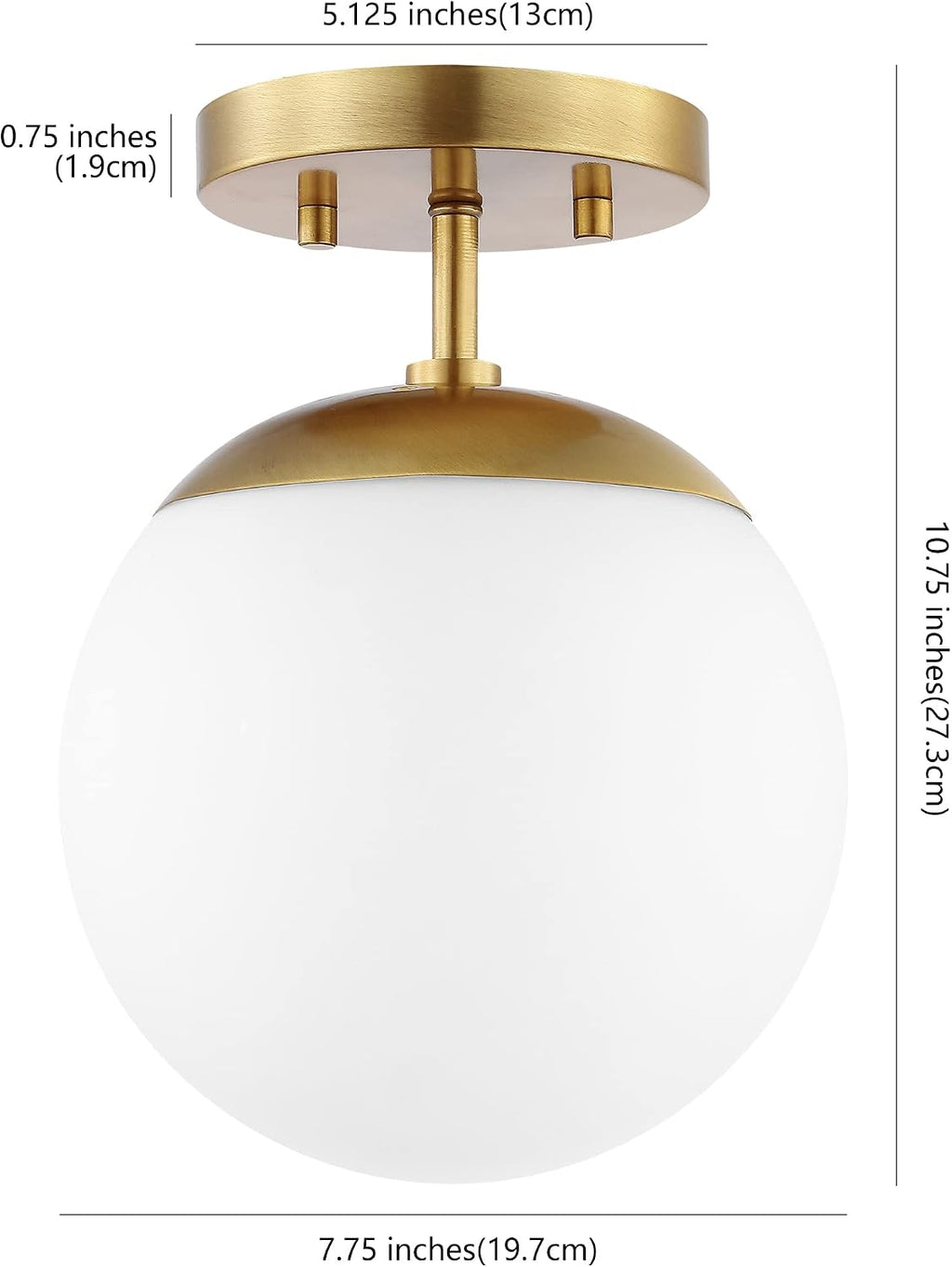 Brass Frosted Glass Globe Ceiling Lamp