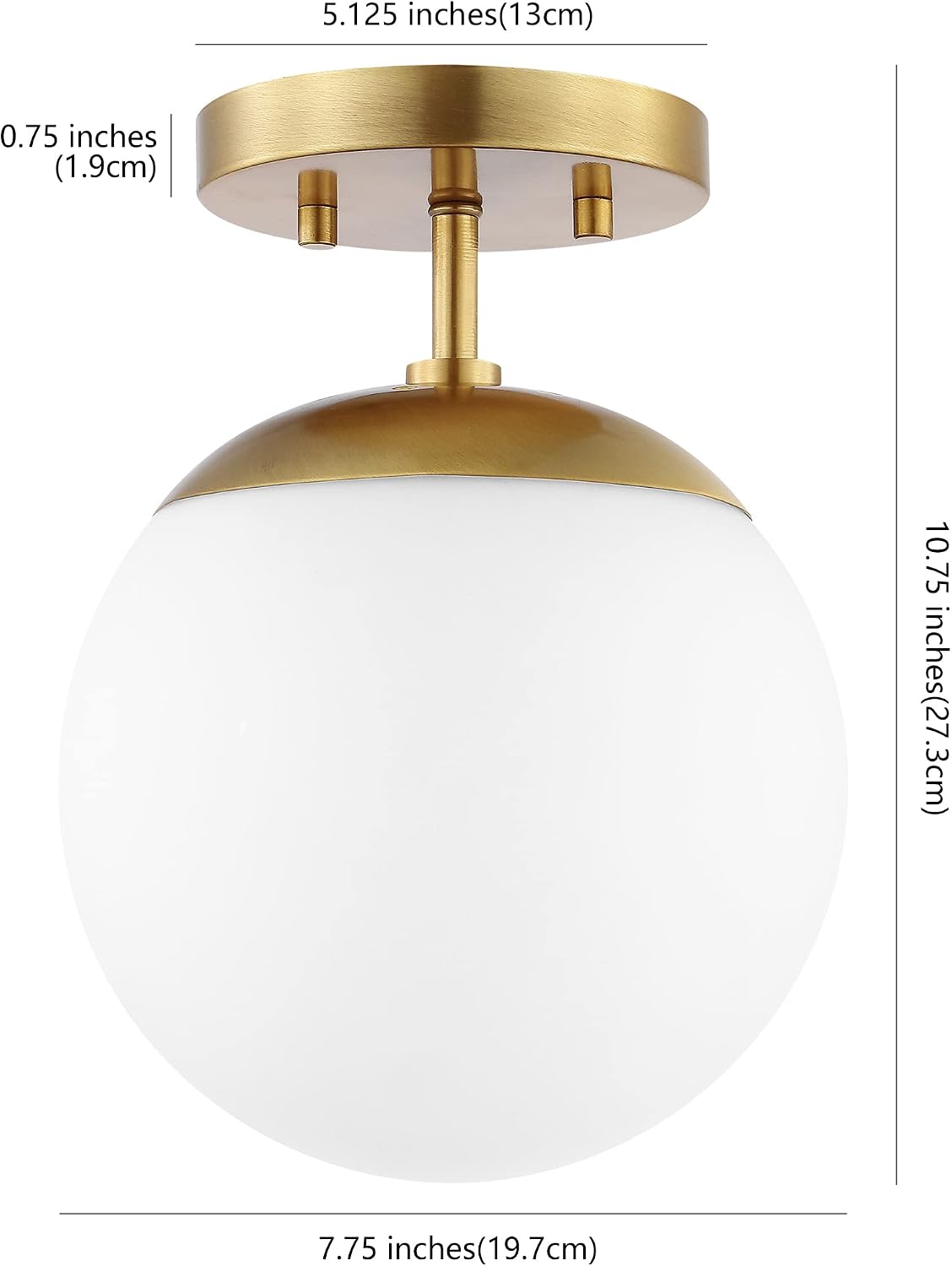 Brass Frosted Glass Globe Ceiling Lamp