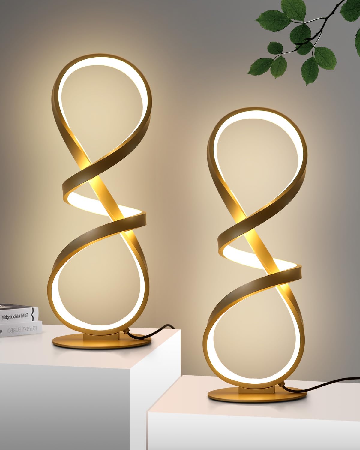 Black Spiral Touch Dimmable Bedside Lamps
