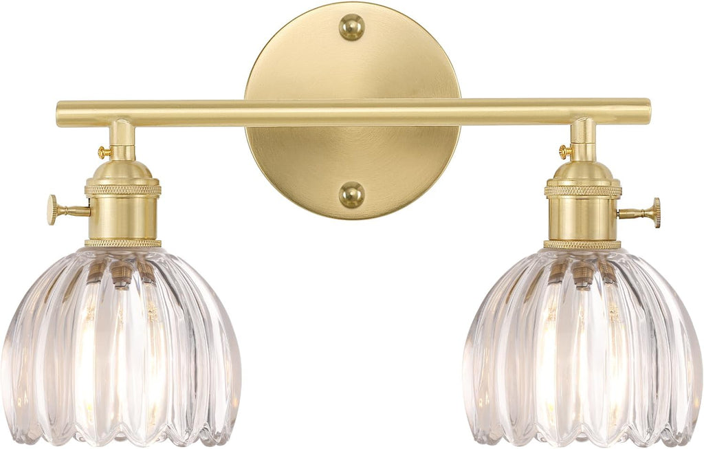 Brass Tulip Glass Vanity Bathroom Wall Lamp