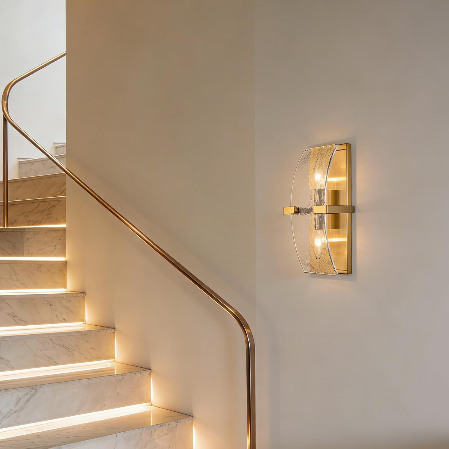 Gold Glass Wall Sconce Bedroom Living Room Lighting