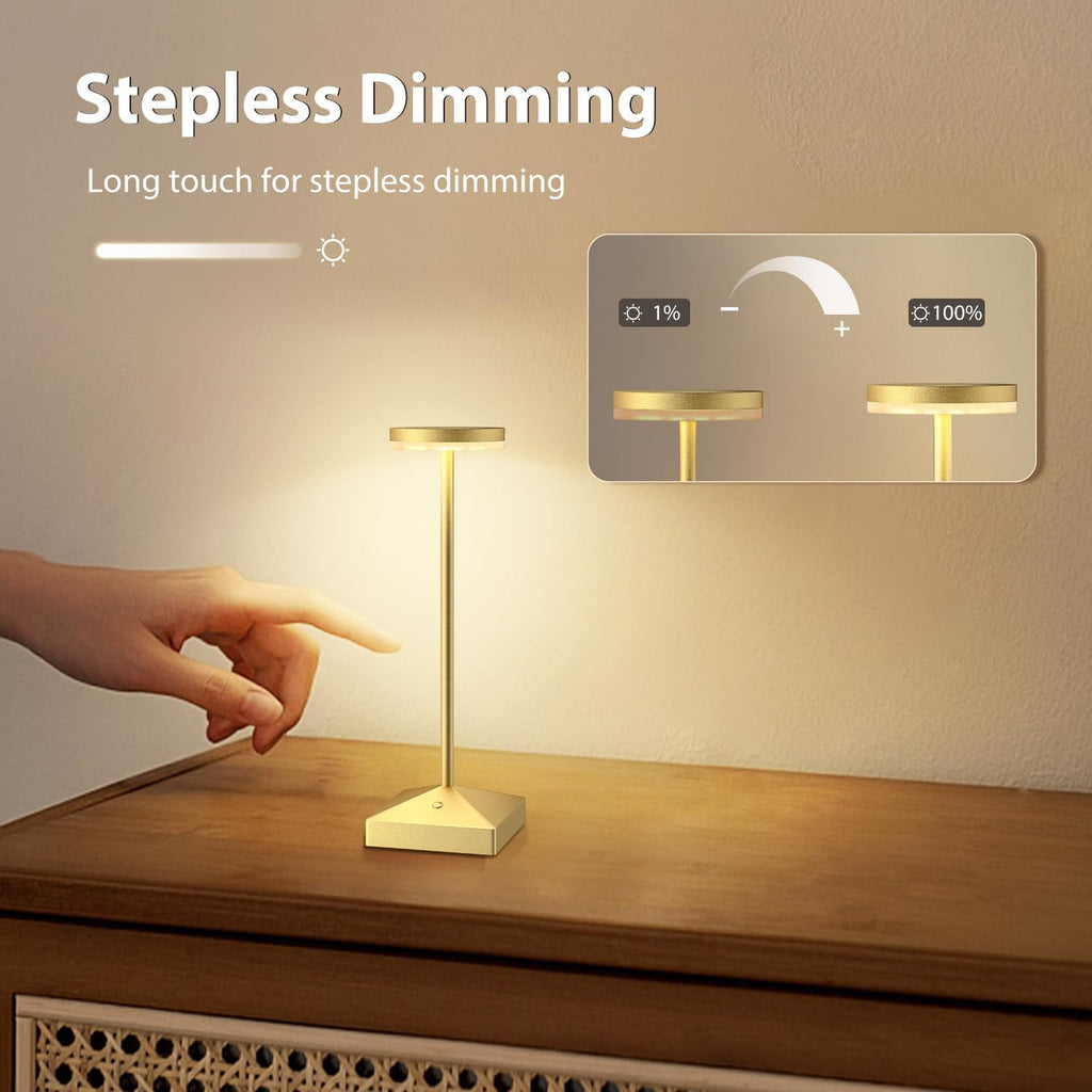 Gold Rechargeable Touch Cordless Table Lamps