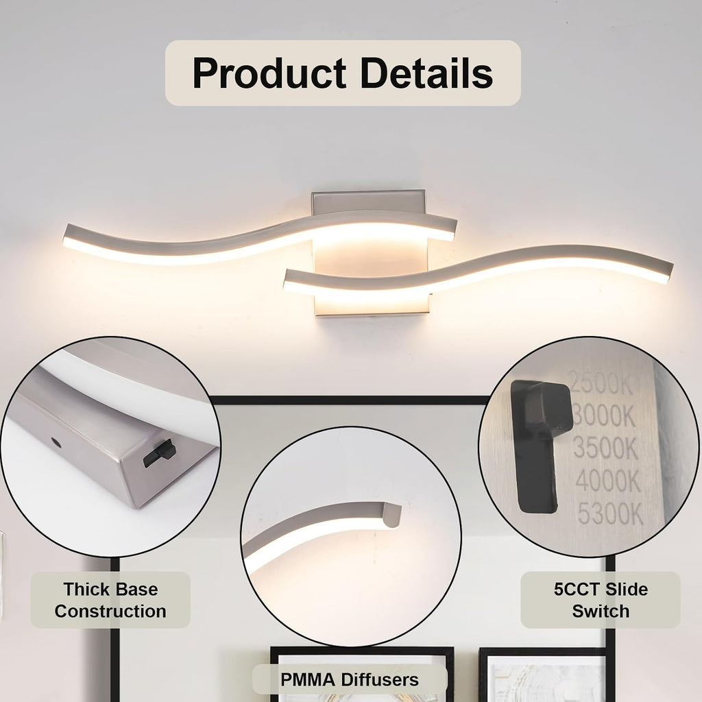 Nickel Dimmable LED Bathroom Mirror Vanity Lamp