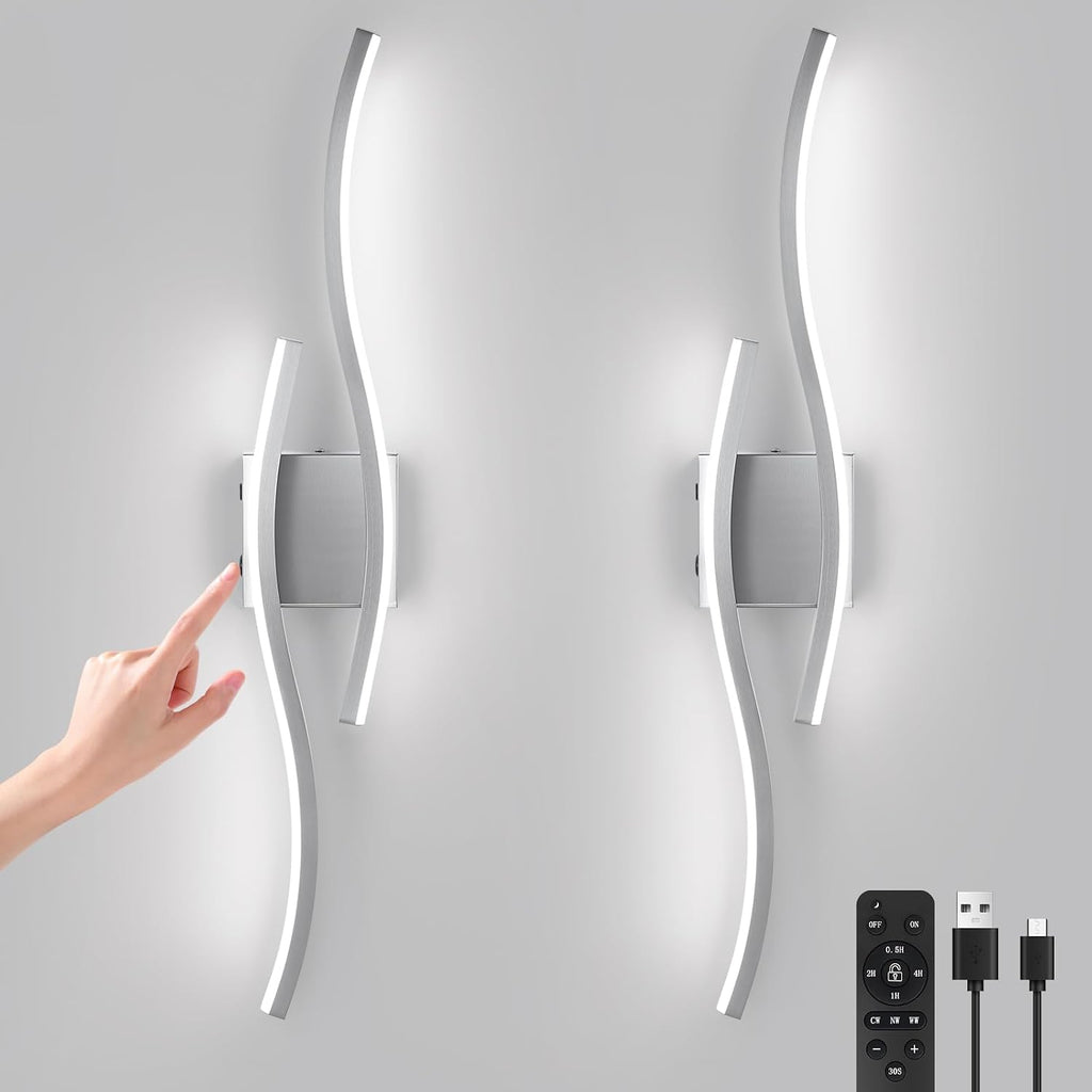Nickel Remote Wireless 3 Color Wall Sconces