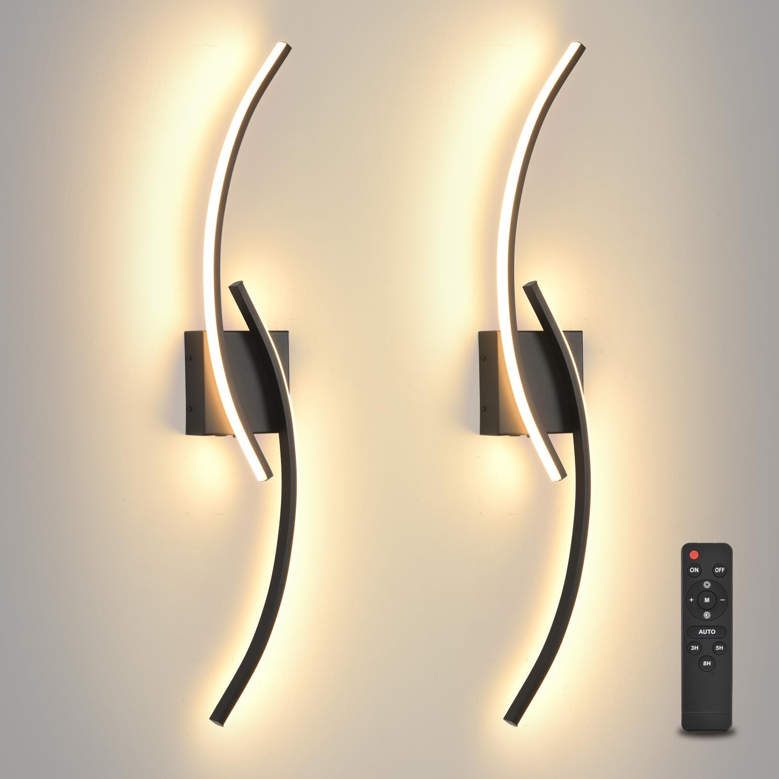 Wireless Dimmable LED Wall Sconce Bedroom Lighting
