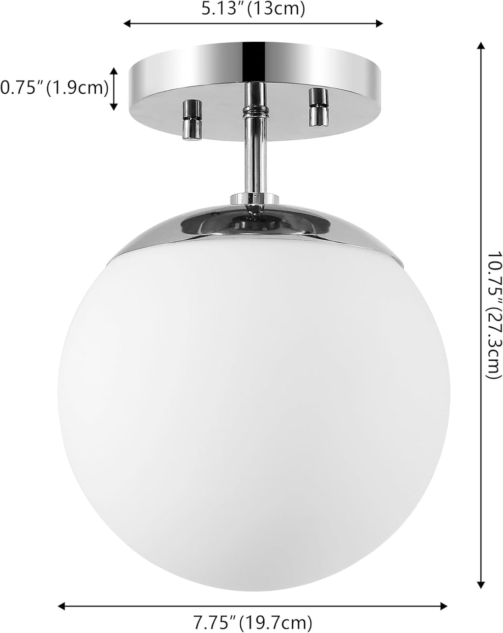 Chrome Frosted Glass Globe Ceiling Lamp