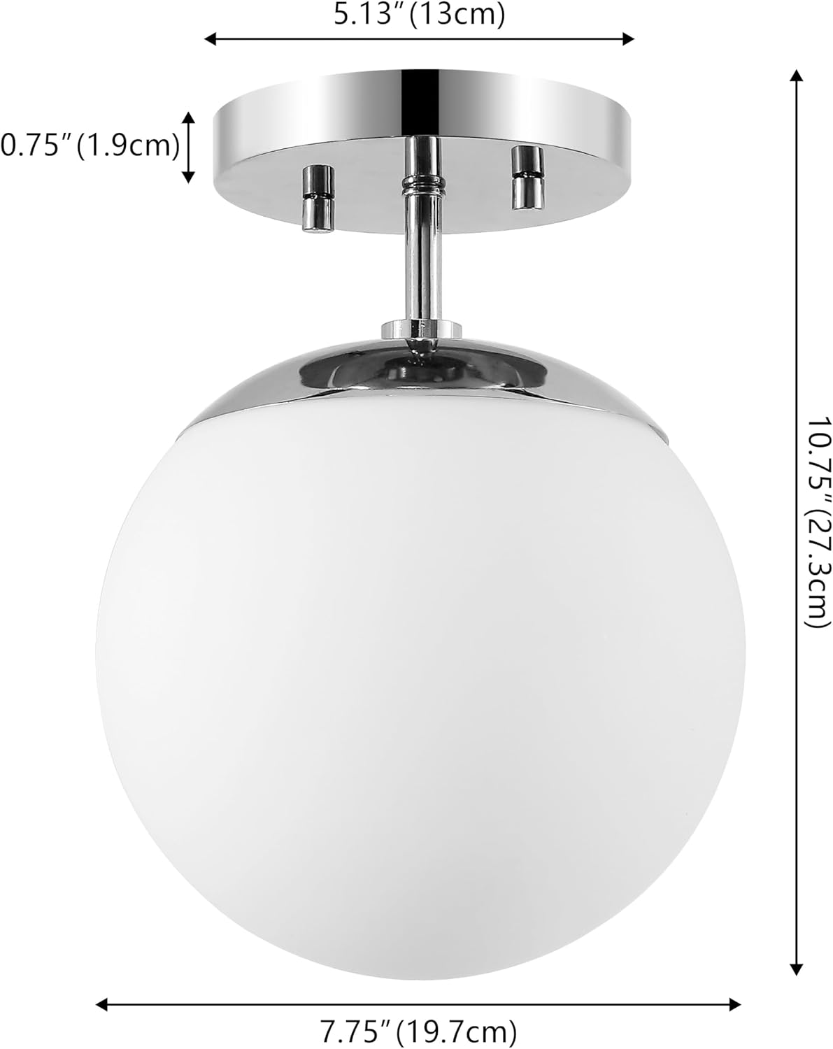 Chrome Frosted Glass Globe Ceiling Lamp