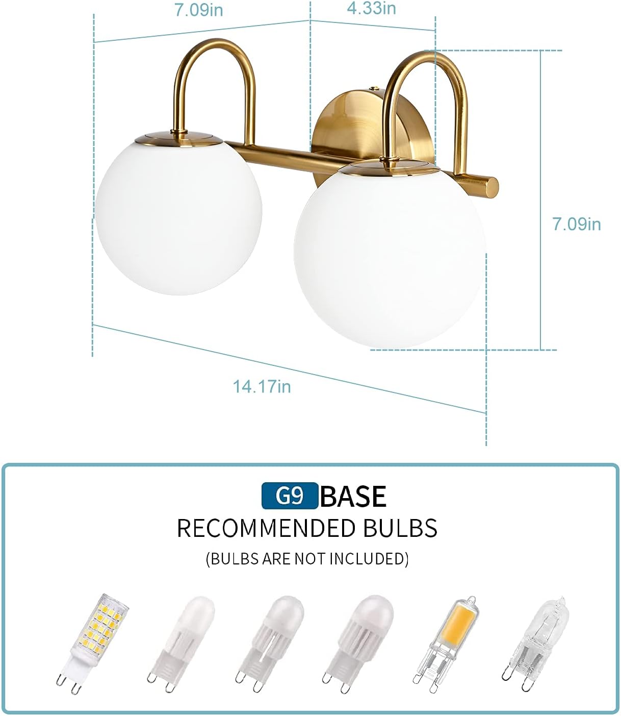 Brass Globe Glass Bathroom Vanity Wall Lamp