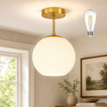Gold Clear Glass Mid Century Ceiling Lamp