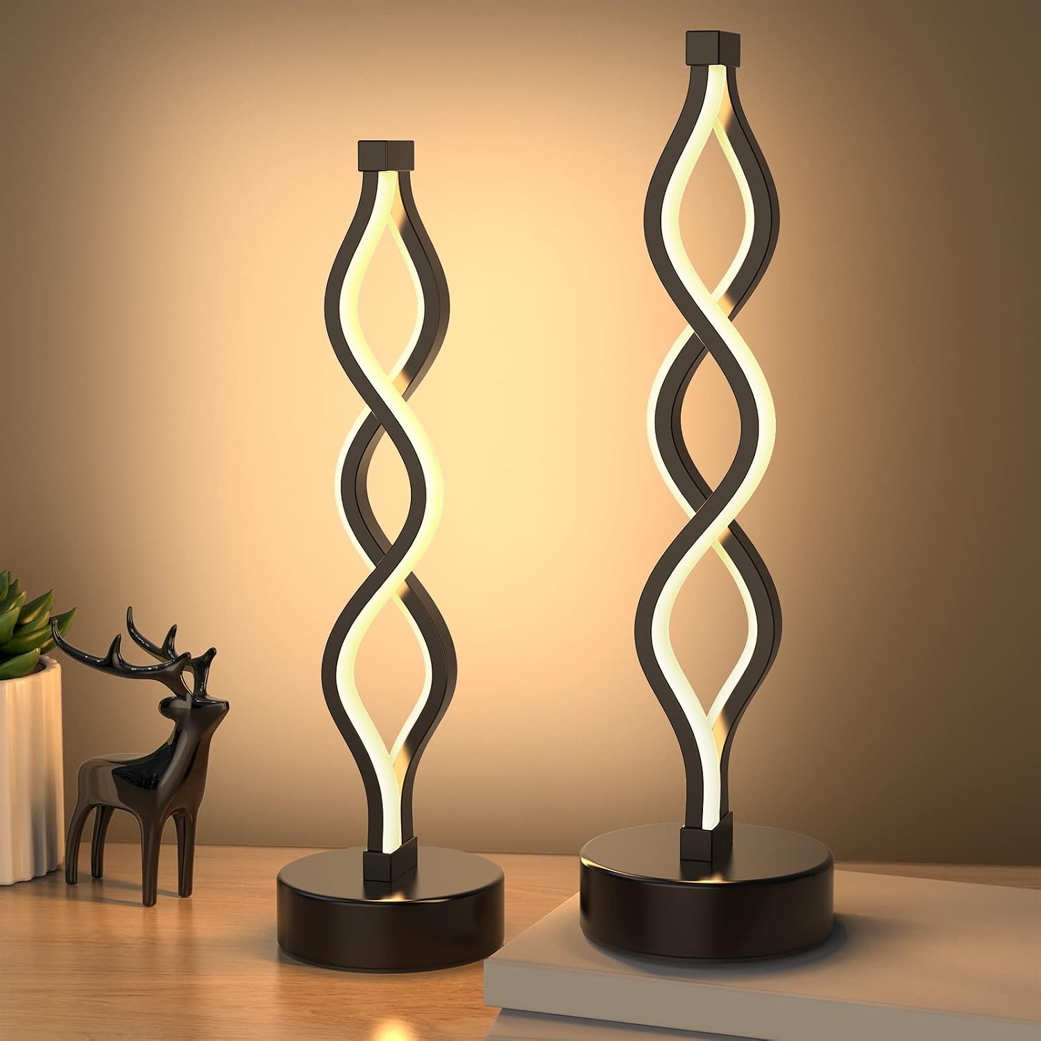 Black Dimmable Bedroom Nightstand Lamps