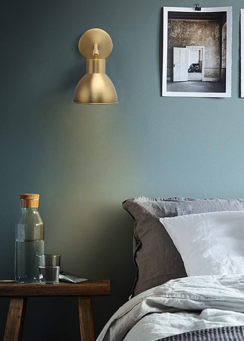 Vintage Brass Adjustable Bedside Wall Sconce