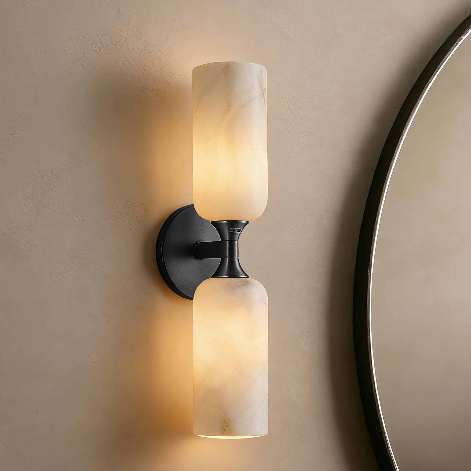 Brass Alabaster Wall Sconce Bathroom Bedroom Lamp