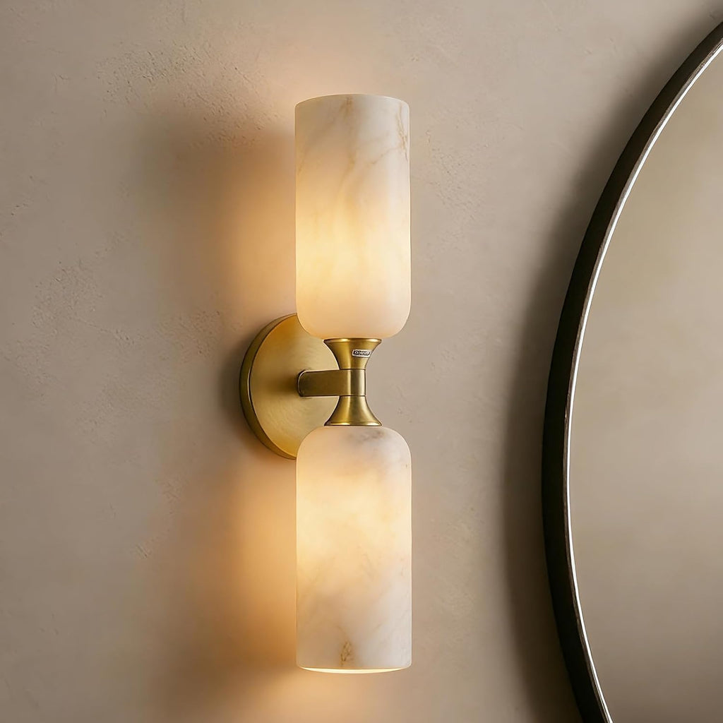 Brass Alabaster Wall Sconce Bathroom Bedroom Lamp
