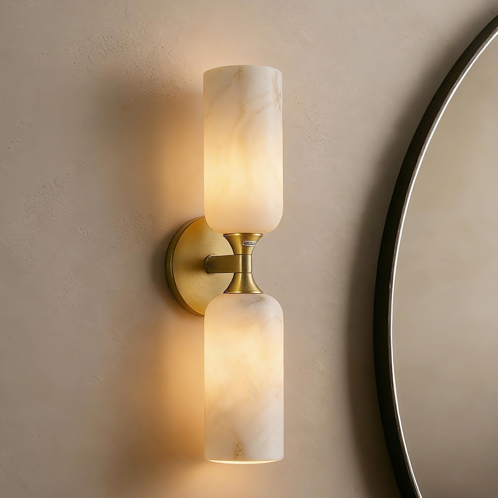 Brass Alabaster Wall Sconce Bathroom Bedroom Lamp