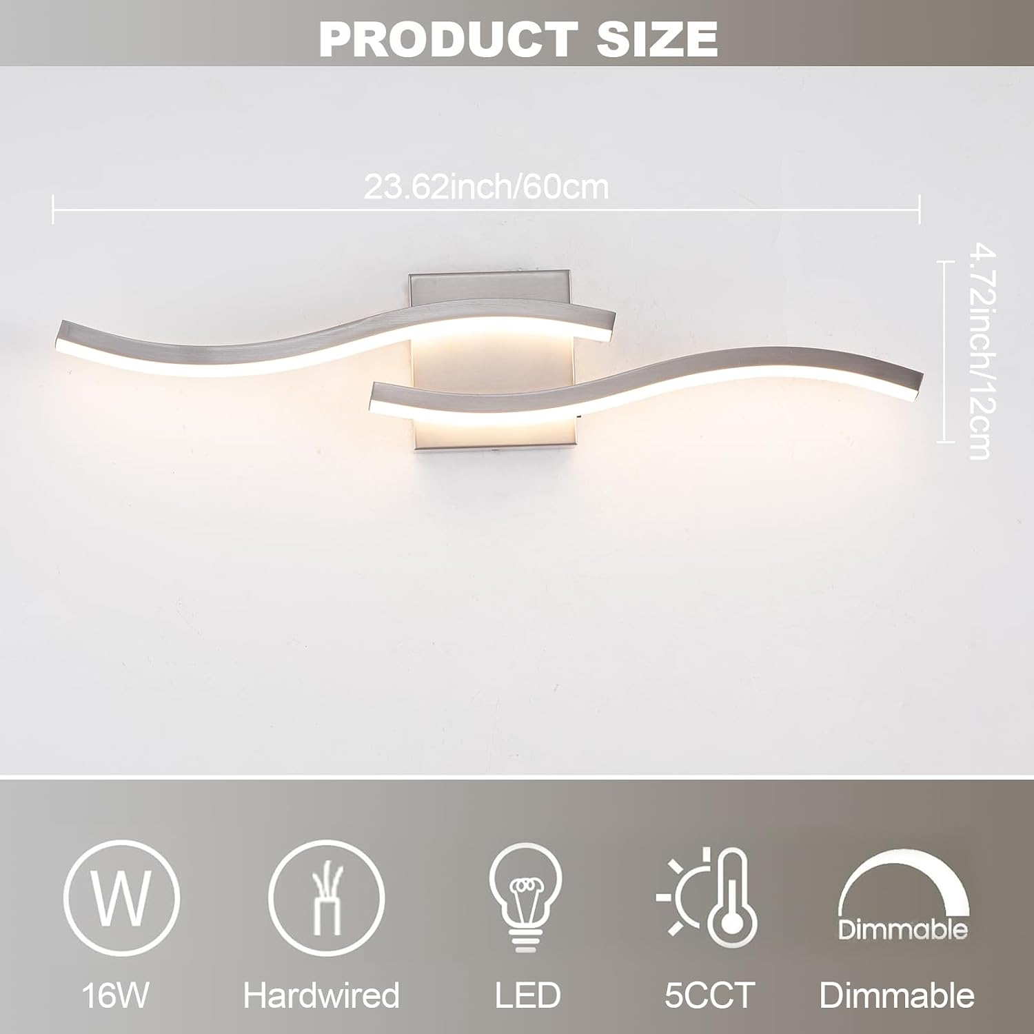 Nickel Dimmable LED Bathroom Mirror Vanity Lamp