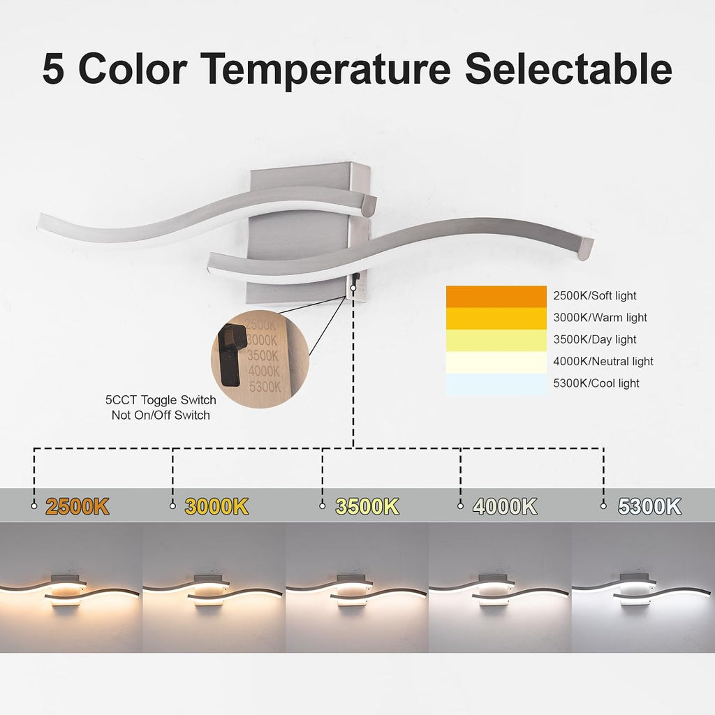 Nickel Dimmable LED Bathroom Mirror Vanity Lamp