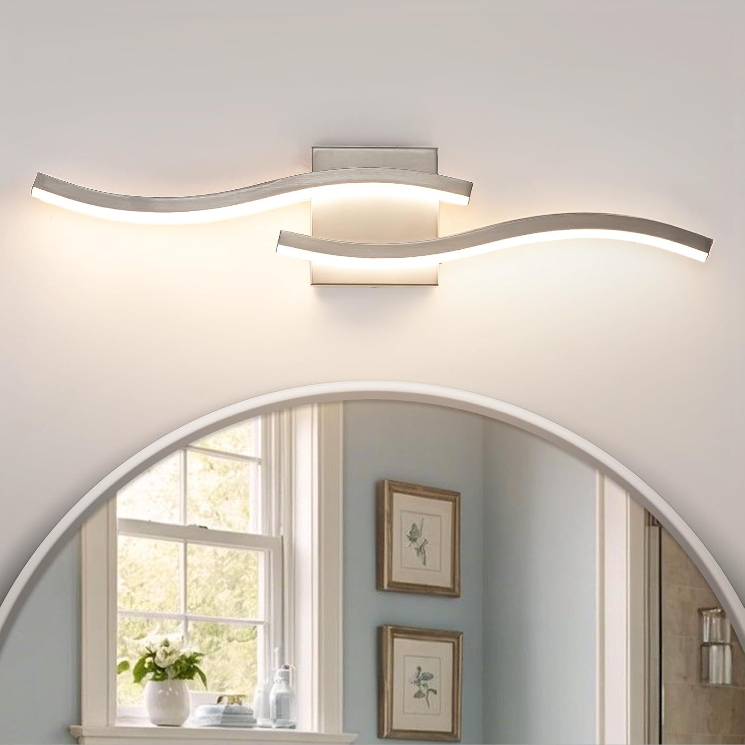 Nickel Dimmable LED Bathroom Mirror Vanity Lamp