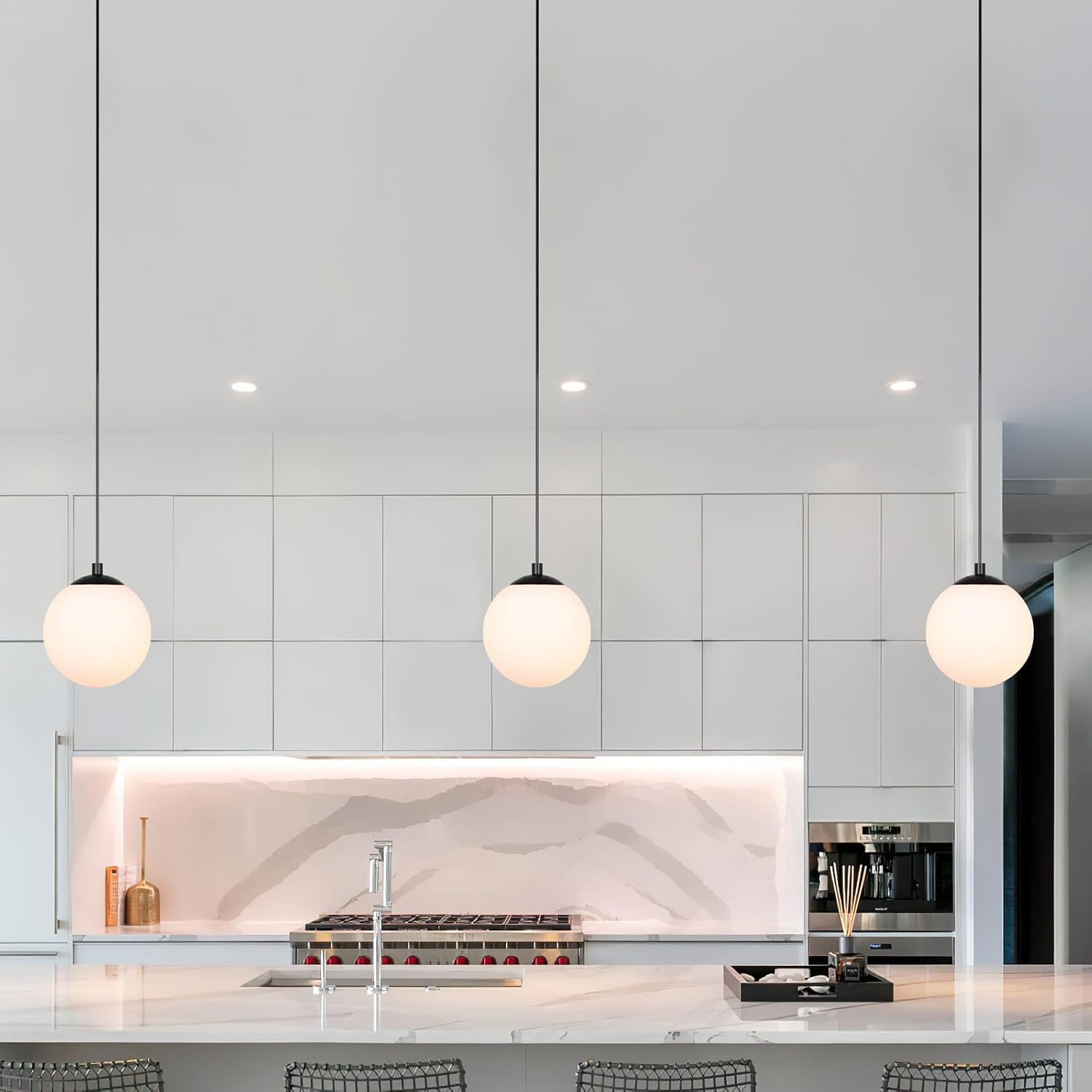 Black Globe Adjustable Kitchen Pendant Light