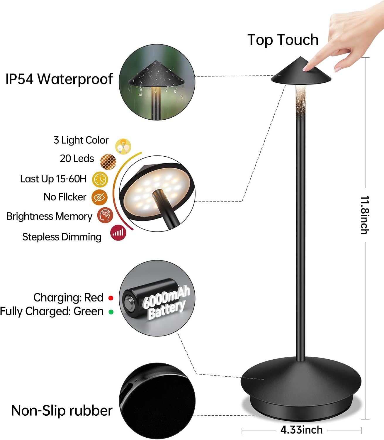 Waterproof Rechargeable Outdoor Table Lamps