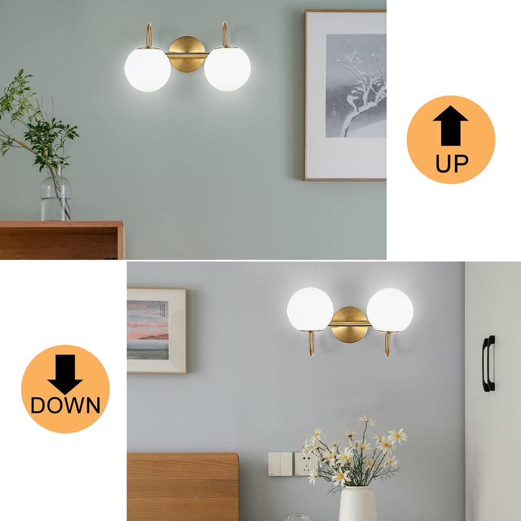 Brass Globe Glass Bathroom Vanity Wall Lamp