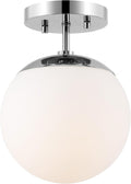Chrome Frosted Glass Globe Ceiling Lamp