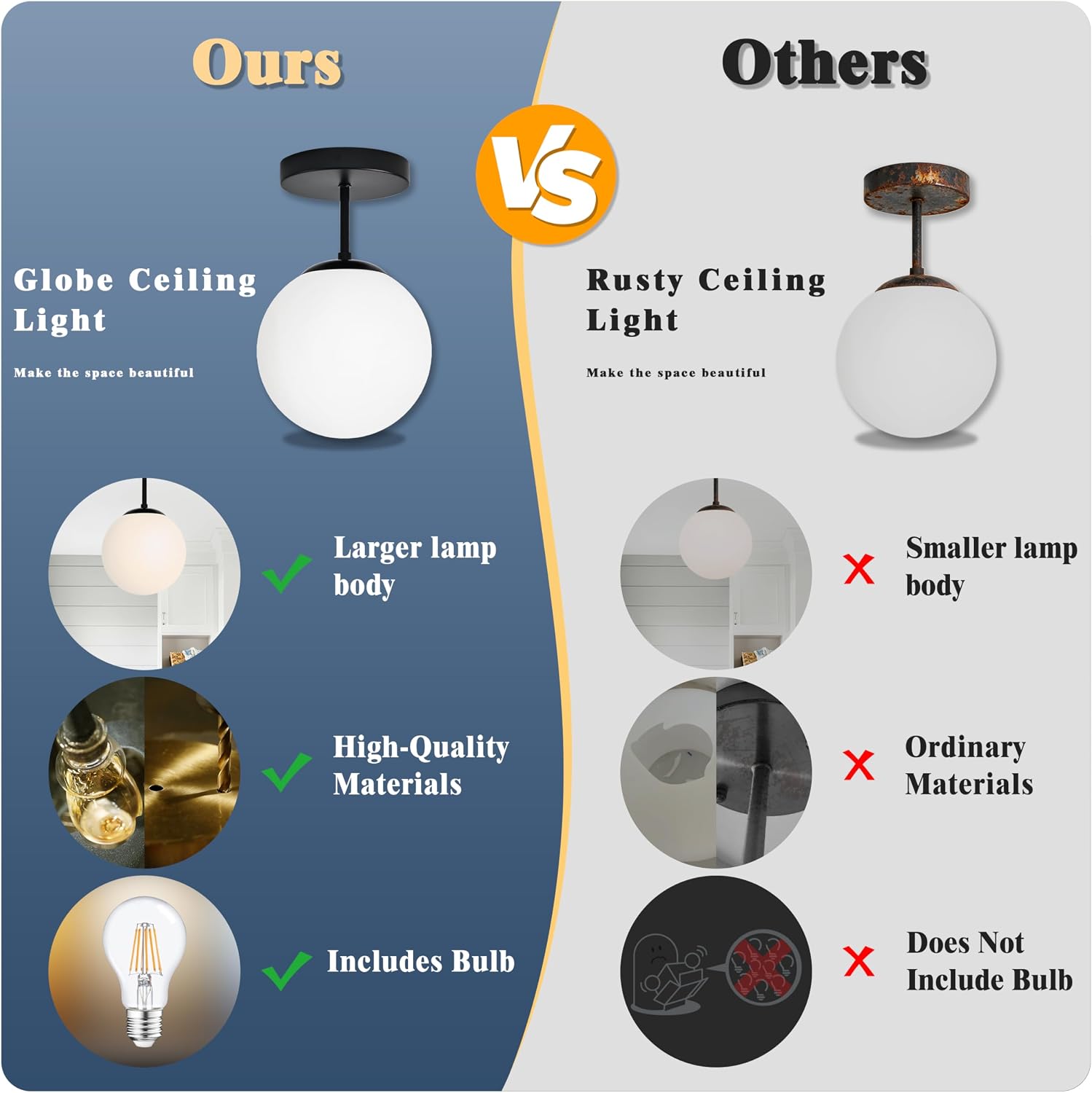 Black Milk Glass Globe Ceiling Lamp