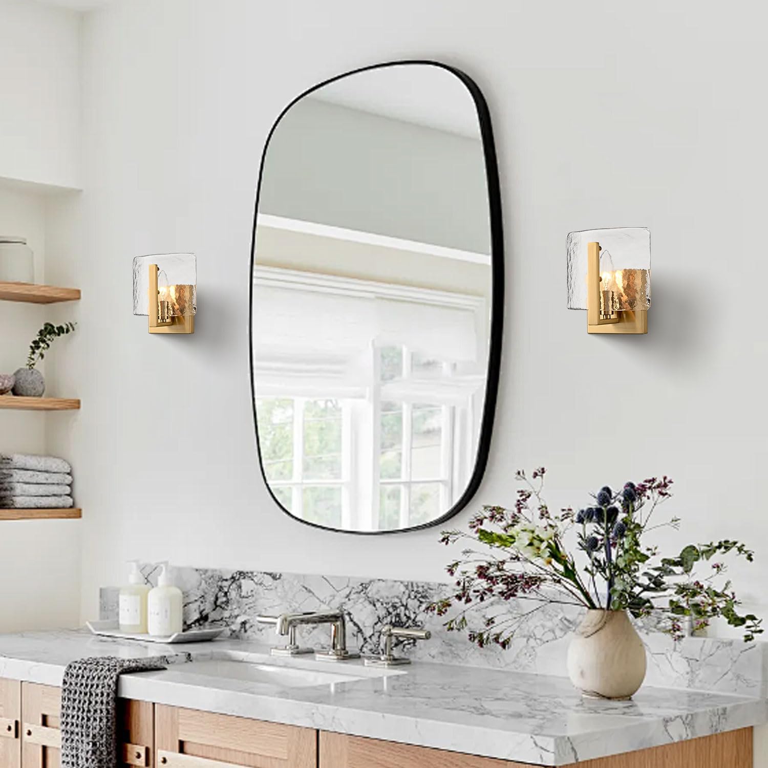 Gold Water Ripple Glass Wall Sconce Lights