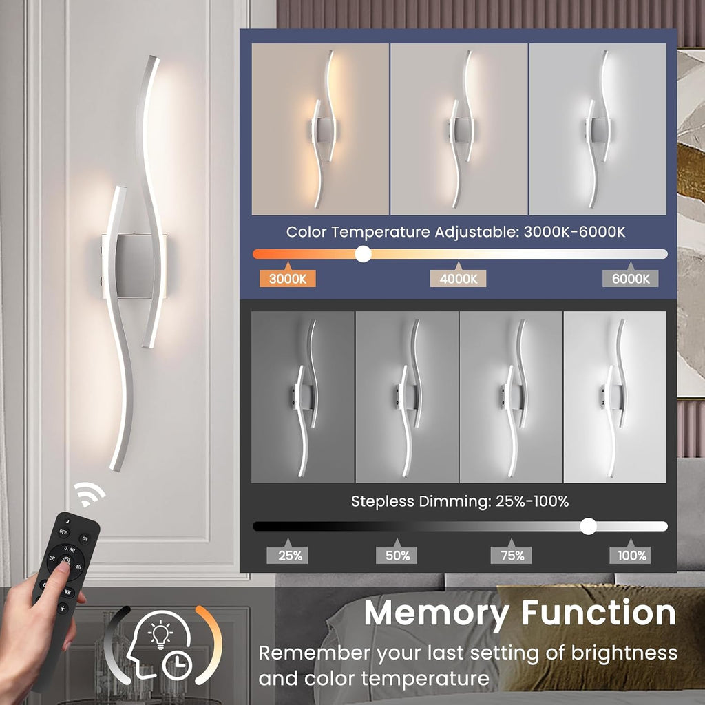 Nickel Remote Wireless 3 Color Wall Sconces
