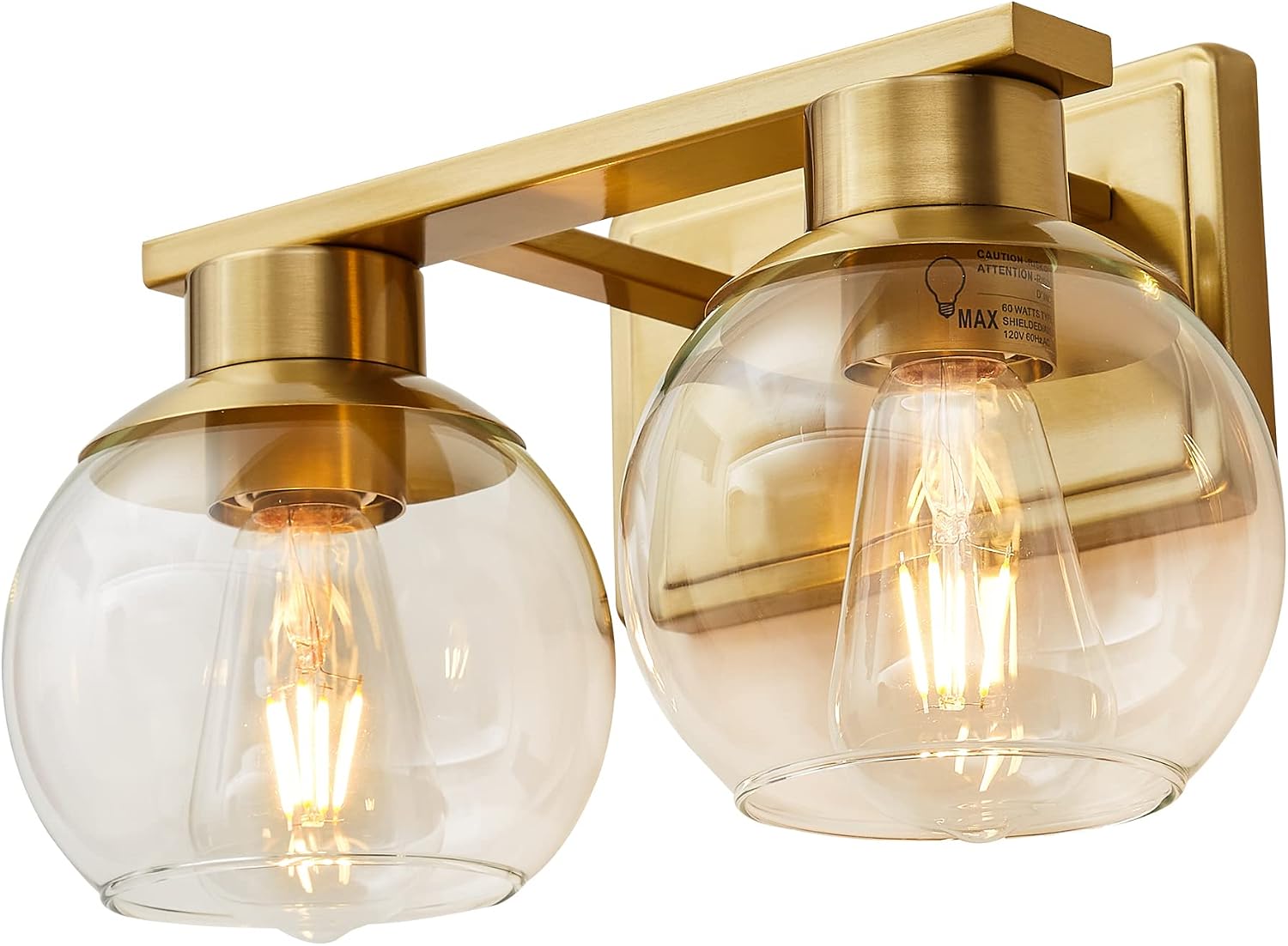 Brass Globe Glass Bathroom Vanity Wall Sconce