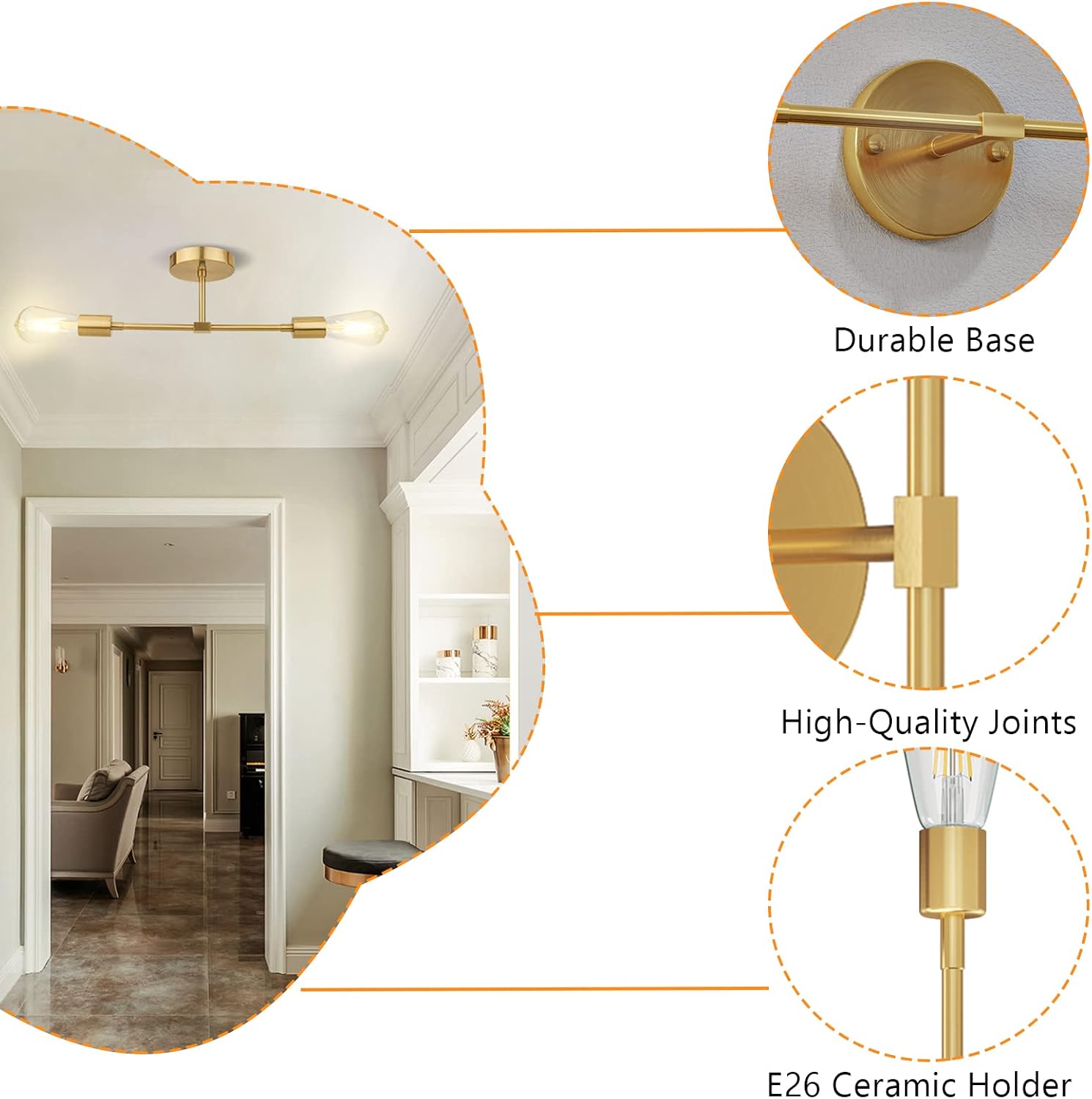 Brass Two Light Bathroom Mirror Wall Sconce