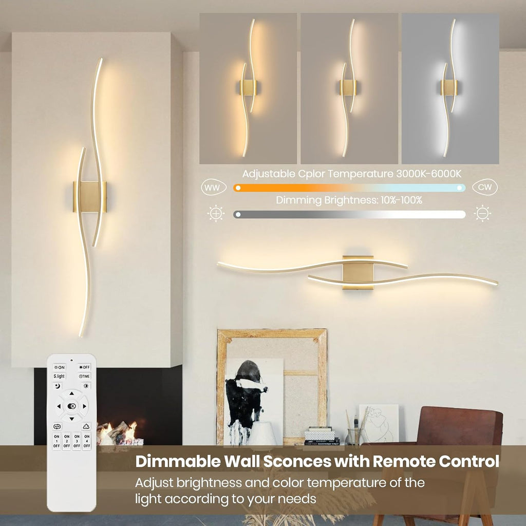 Gold Dimmable LED Wall Sconce Bedroom Home Lighting
