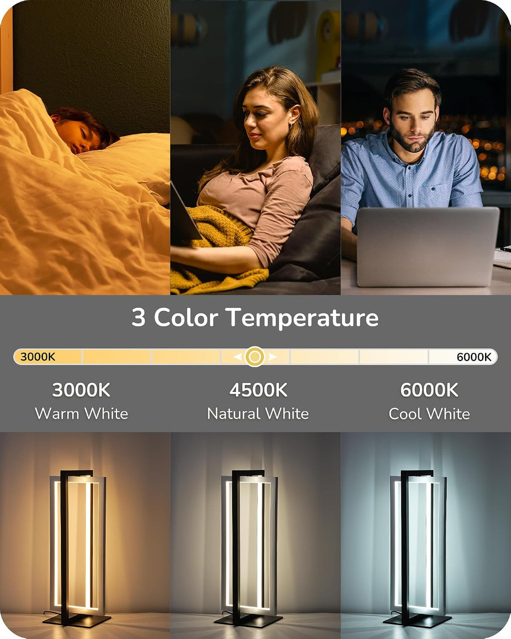 Adjustable 3 Color Dimmable LED Table Lamp
