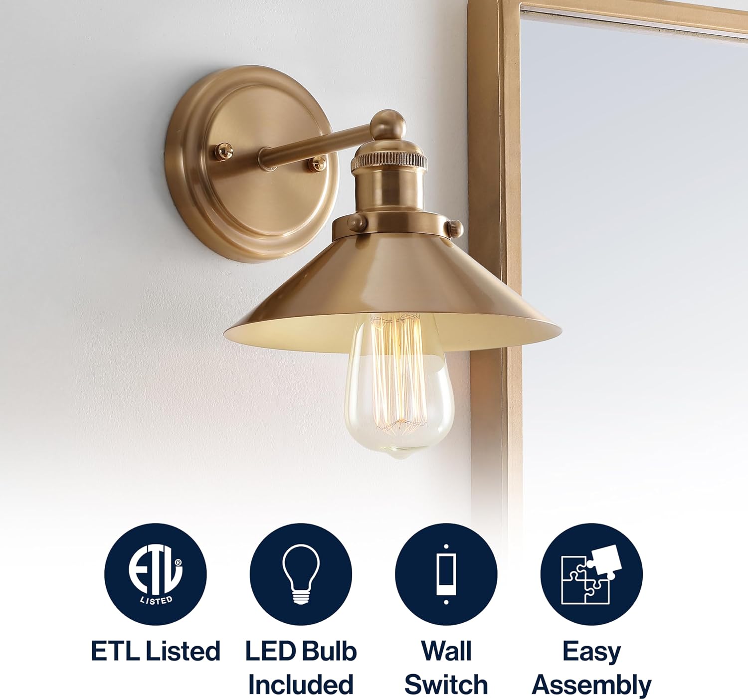 Farmhouse Brass Wall Sconce Bathroom Vanity Lamp