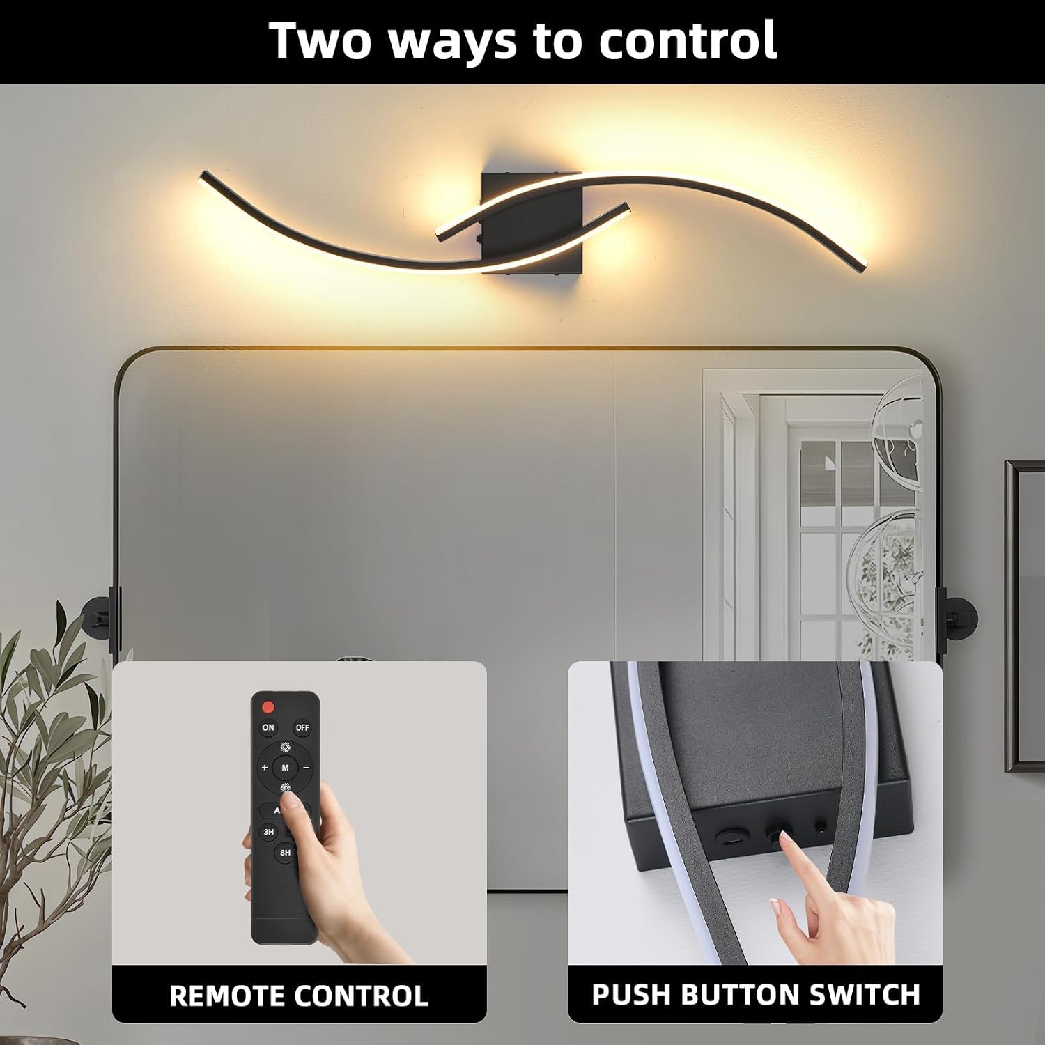 Wireless Dimmable LED Wall Sconce Bedroom Lighting