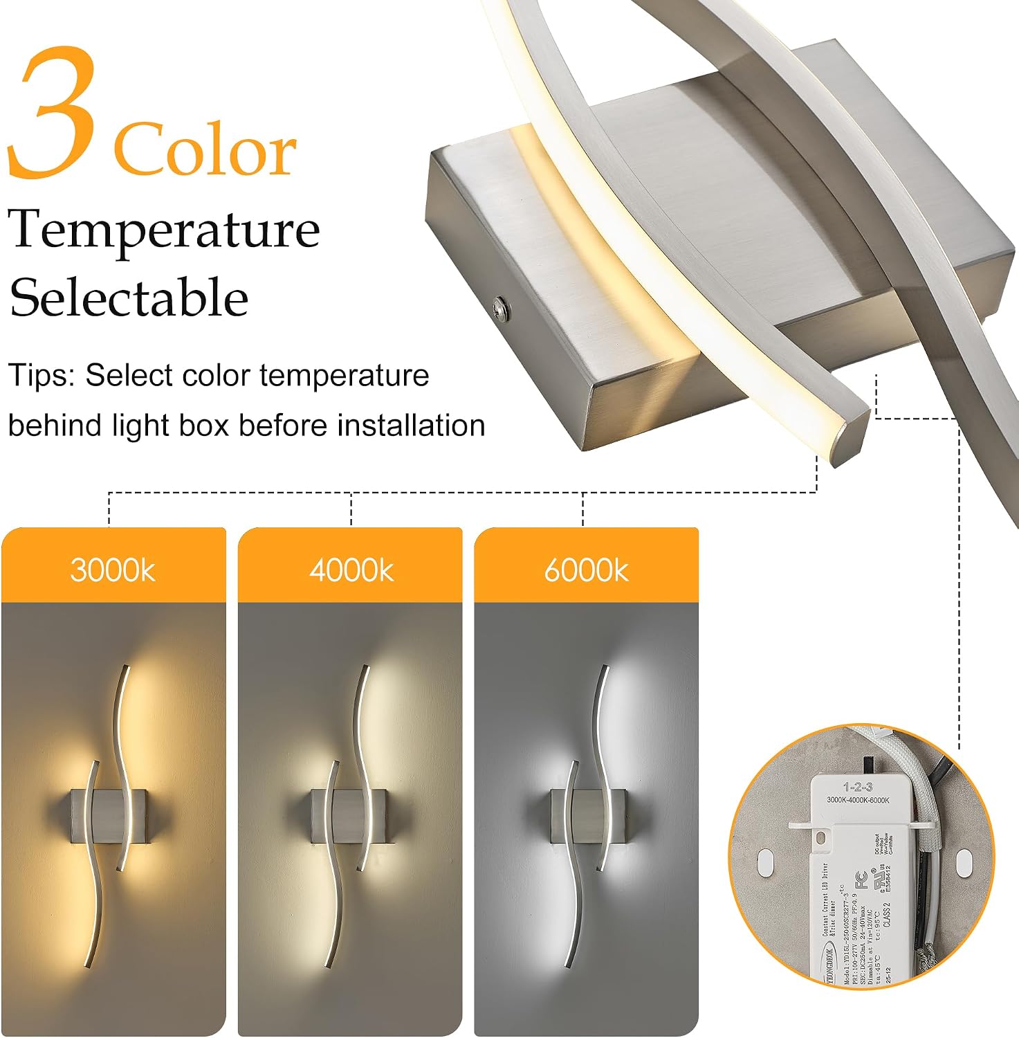 Dimmable LED Nickel Bathroom Vanity Wall Light