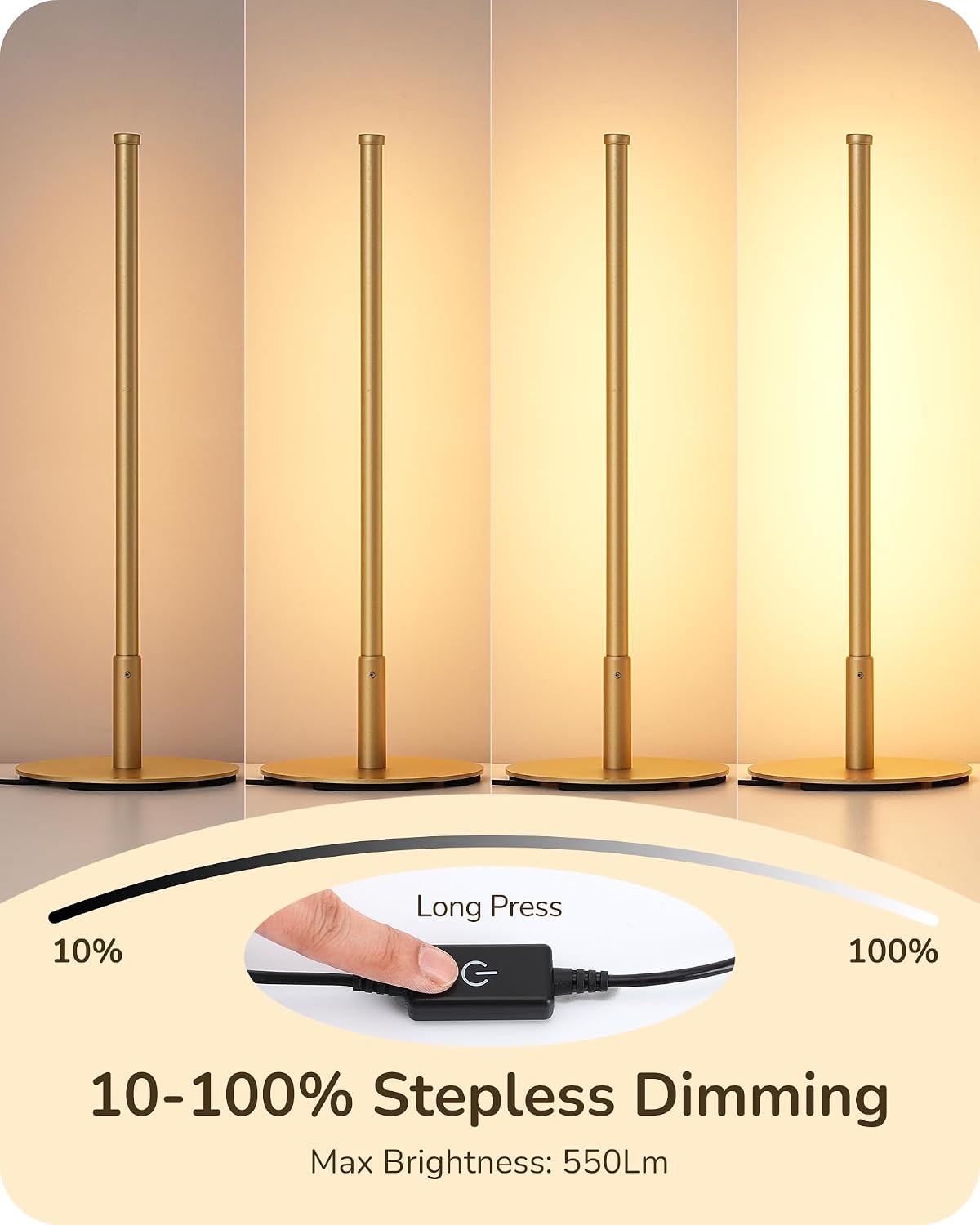 Gold Dimmable 3 Color Bedside Table Lamp